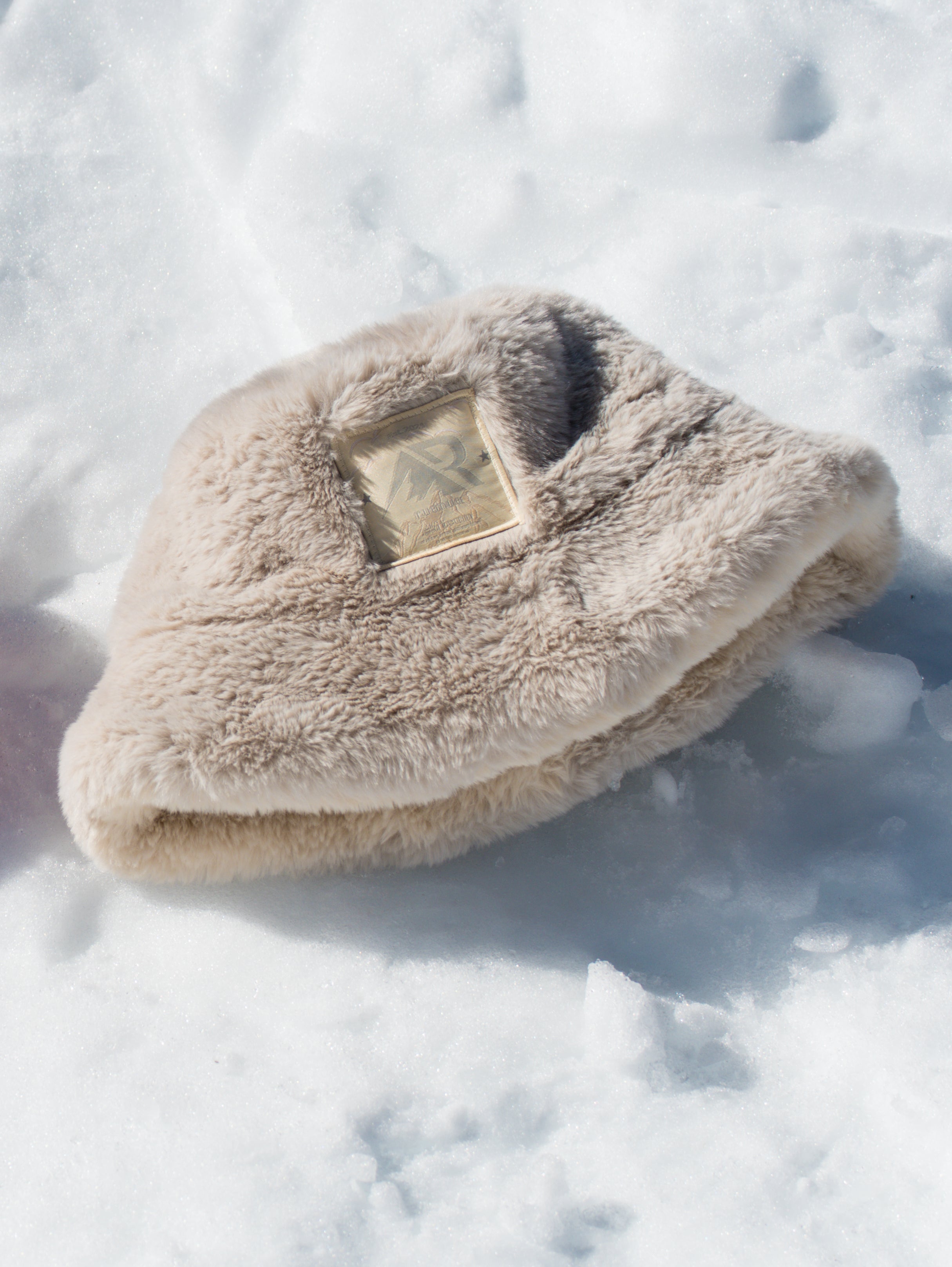 Faux Fur Reversible Bucket Hat - Neutral Colour Block