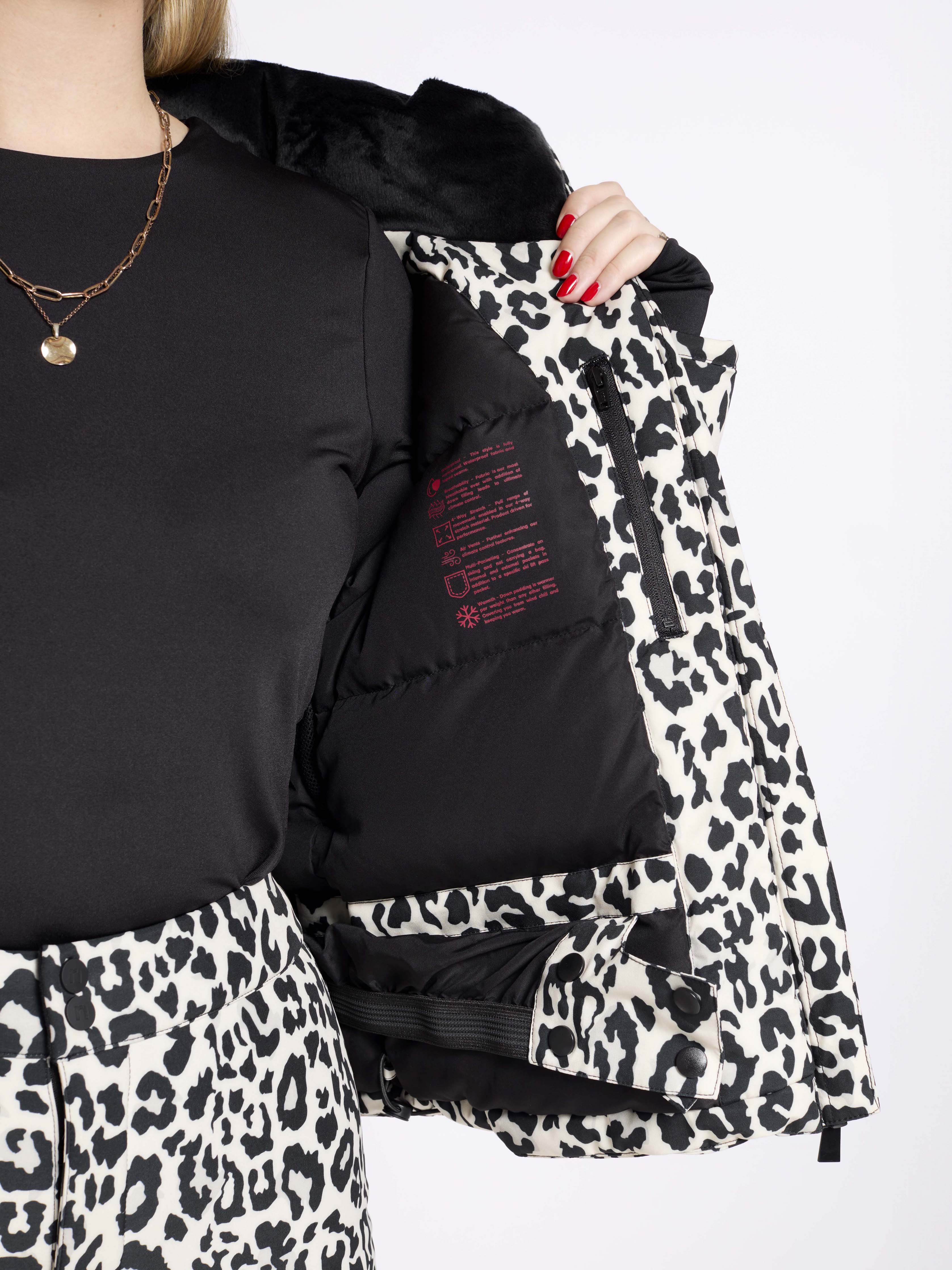 Padded Down Ski Jacket - Leopard