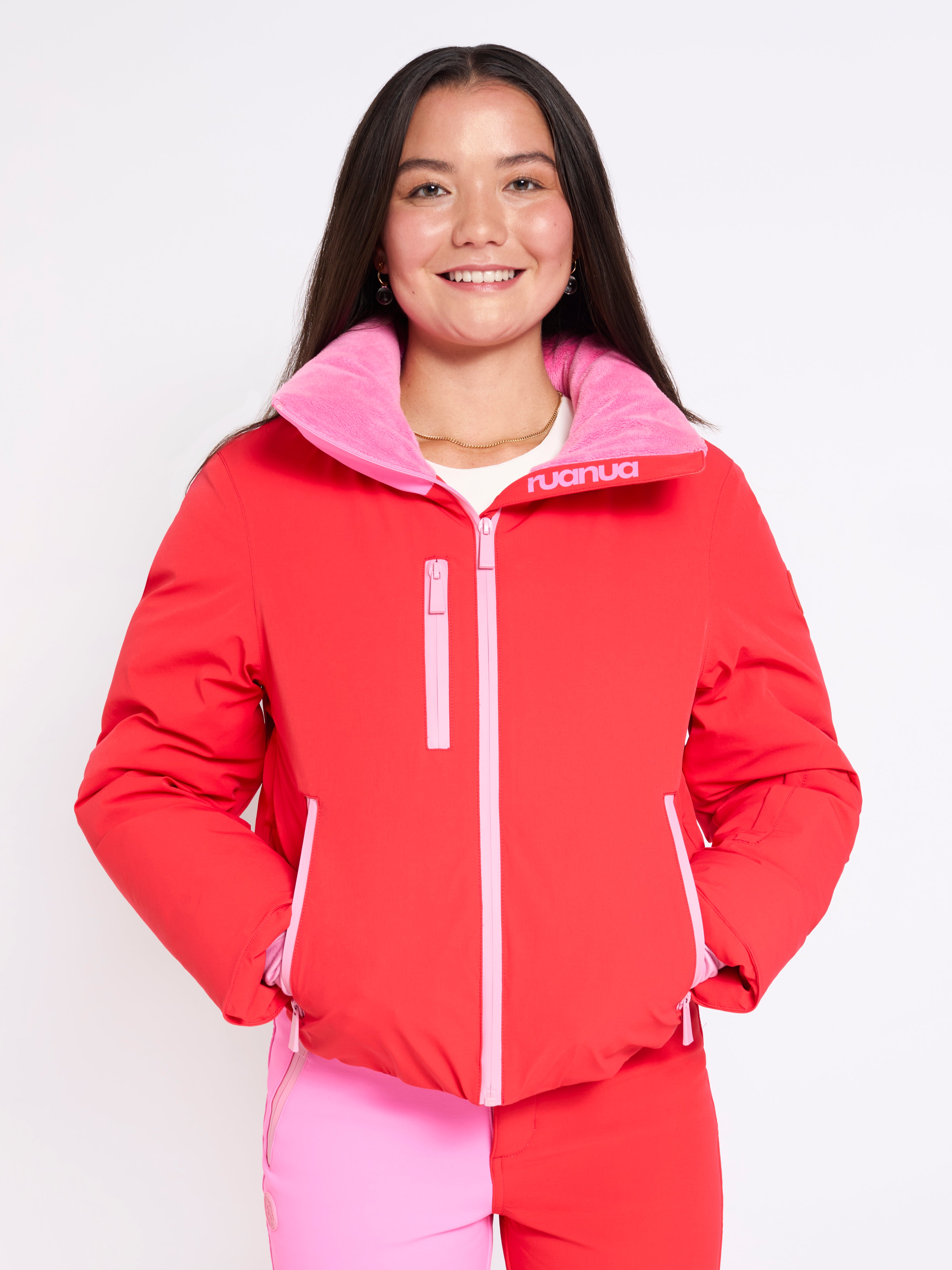 Padded Down Ski Jacket Red and Pink Ski Jackets – Ruanua