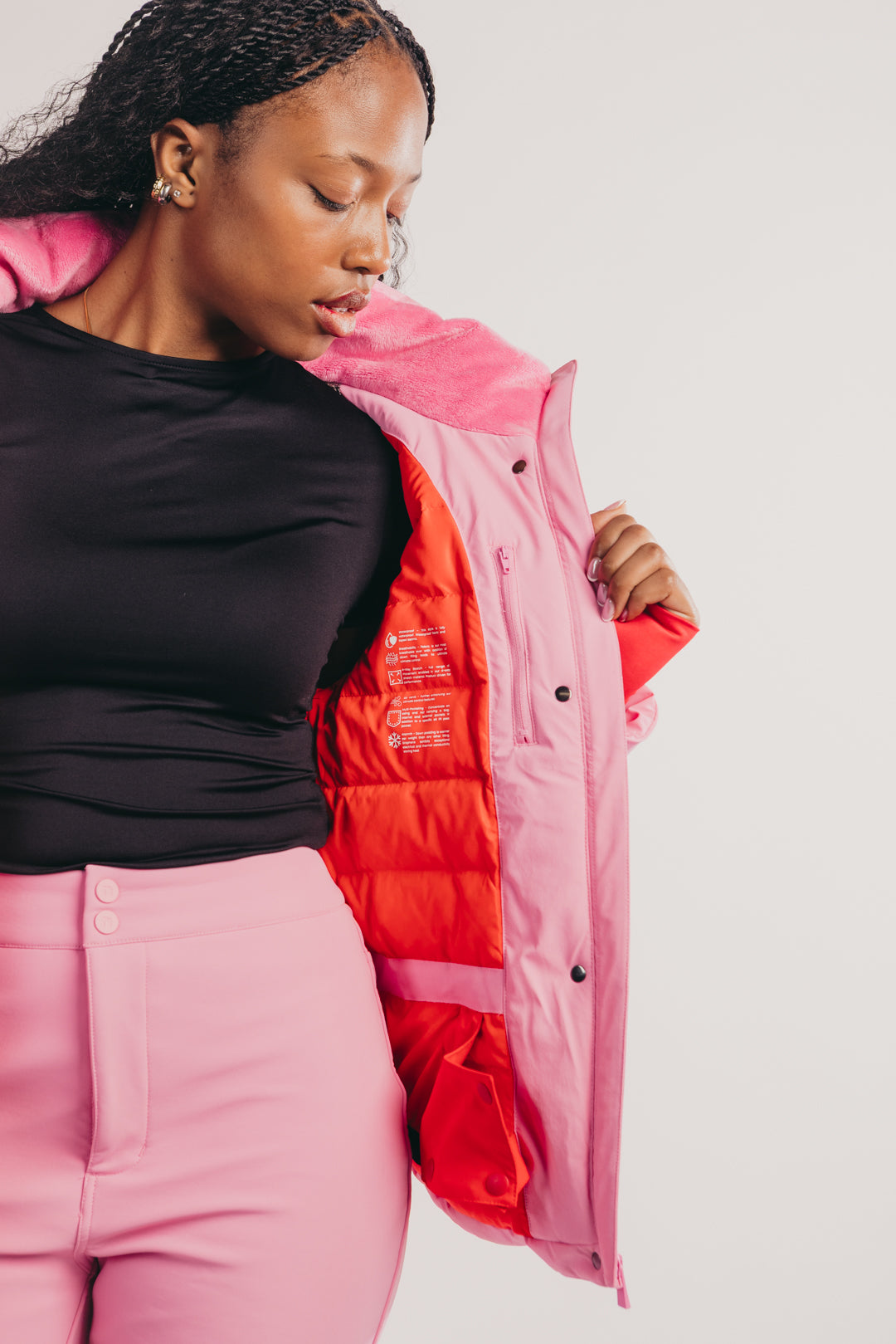 Belted Ski Jacket - Pink and Red