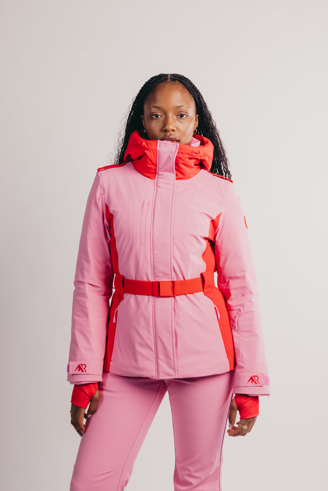 Belted Ski Jacket - Pink and Red