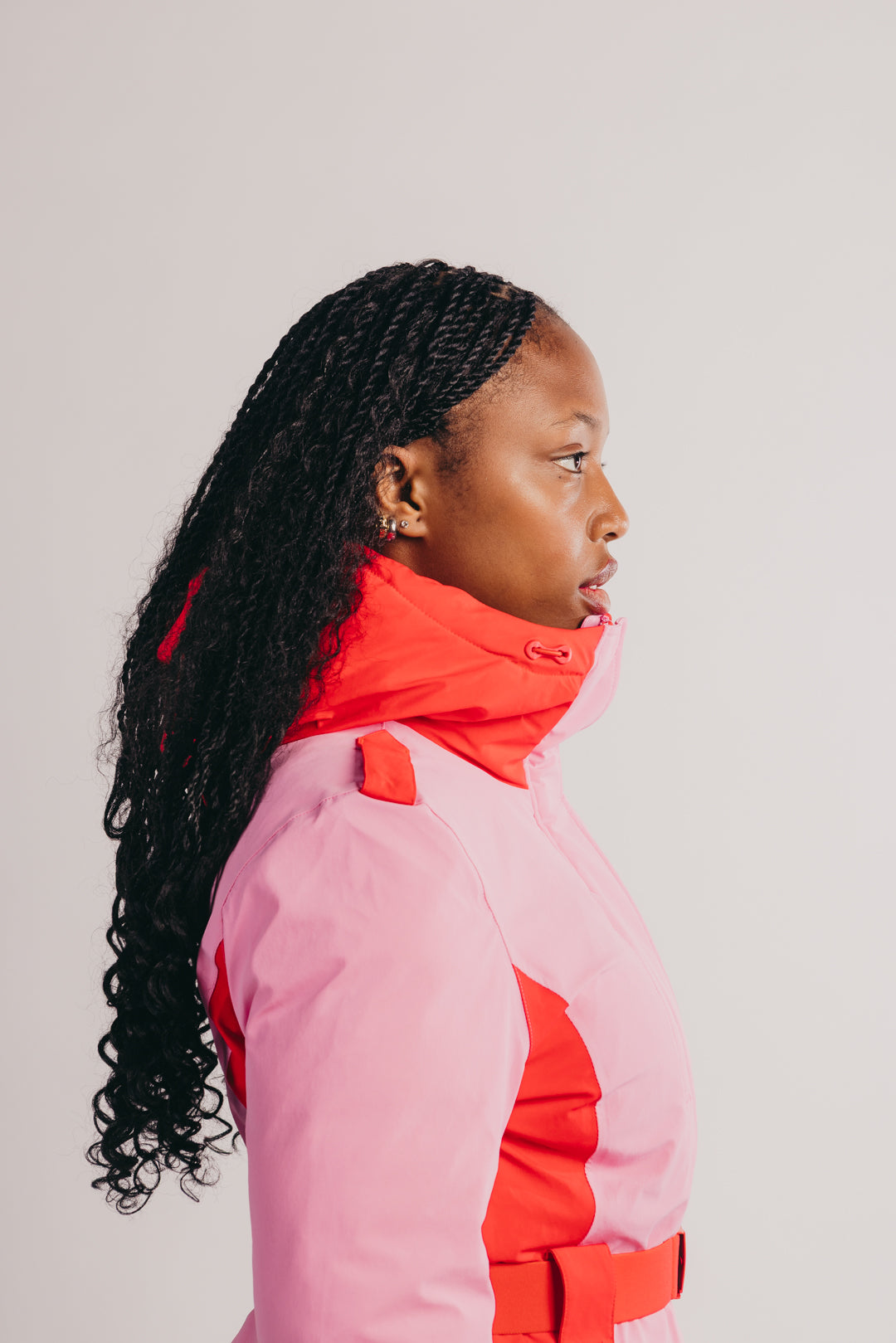 Belted Ski Jacket - Pink and Red
