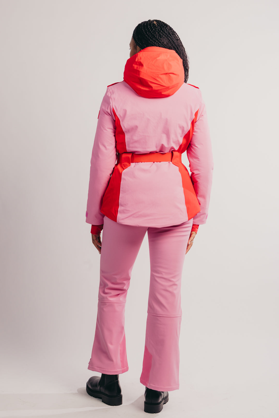 Belted Ski Jacket - Pink and Red