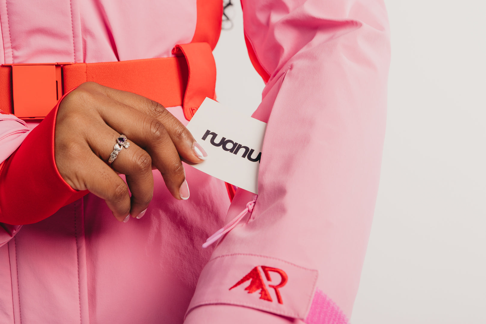 Belted Ski Jacket - Pink and Red