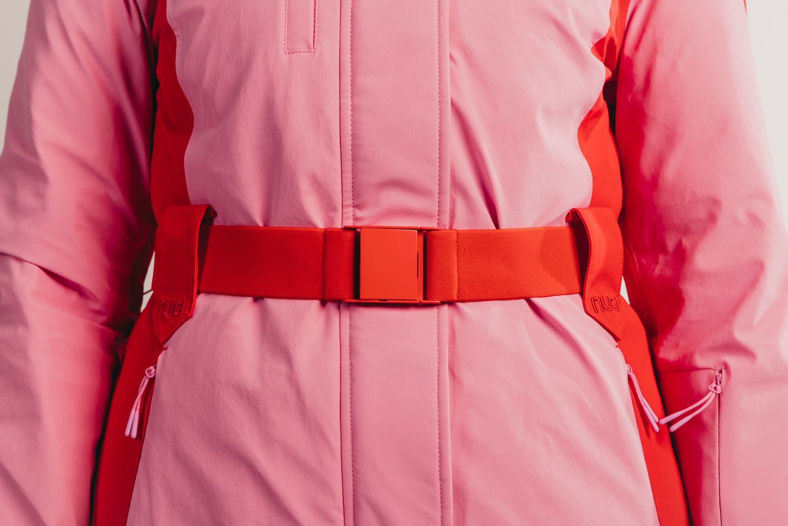 Belted Ski Jacket - Pink and Red