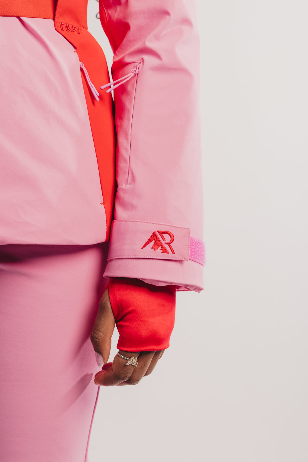 Belted Ski Jacket - Pink and Red