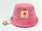 Faux Fur Reversible Bucket Hat - Pink and Red