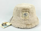 Faux Fur Reversible Bucket Hat - Neutral Colour Block