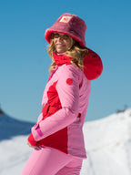 Faux Fur Reversible Bucket Hat - Pink and Red
