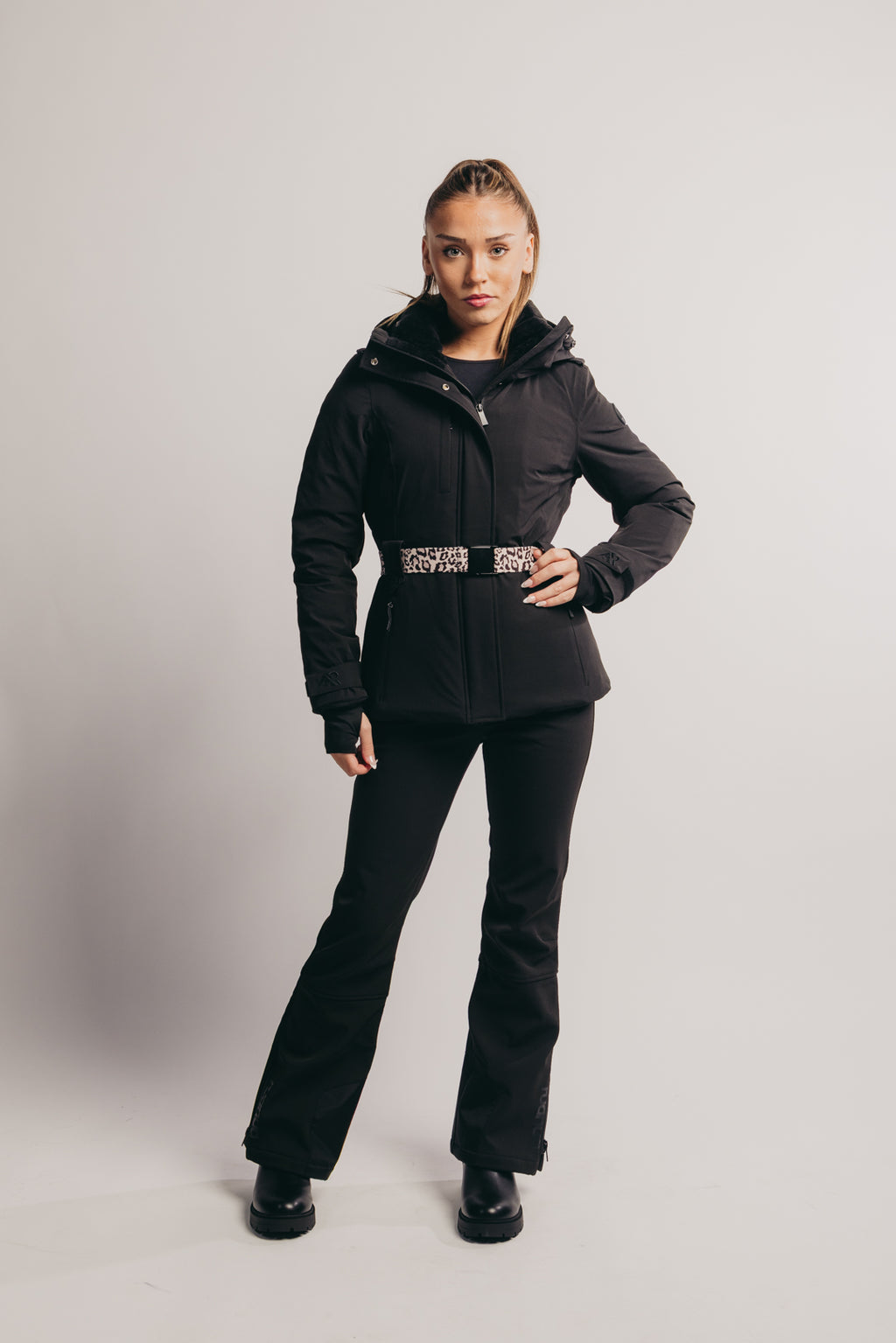 Belted Ski Jacket - Black