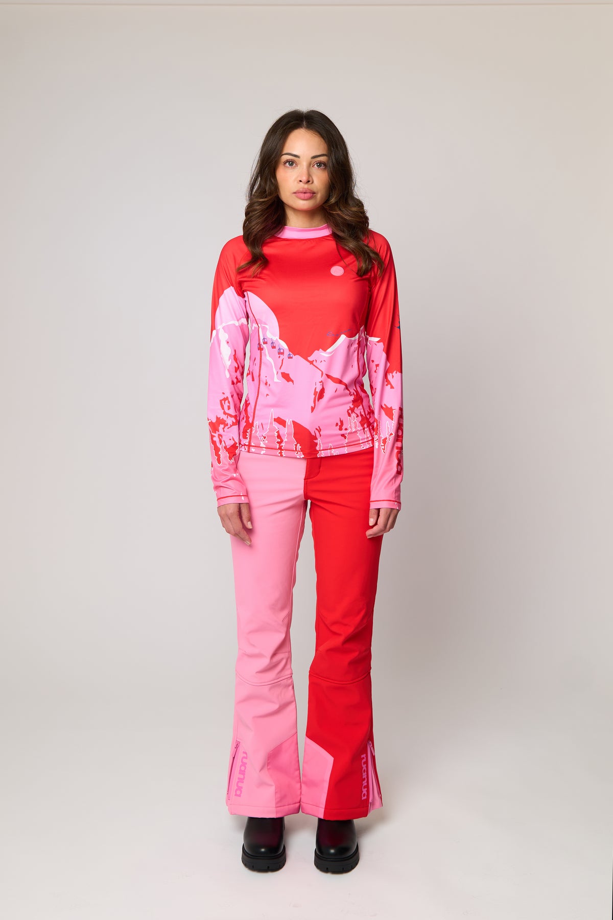 Slim Leg Ski Trouser - Red and Pink
