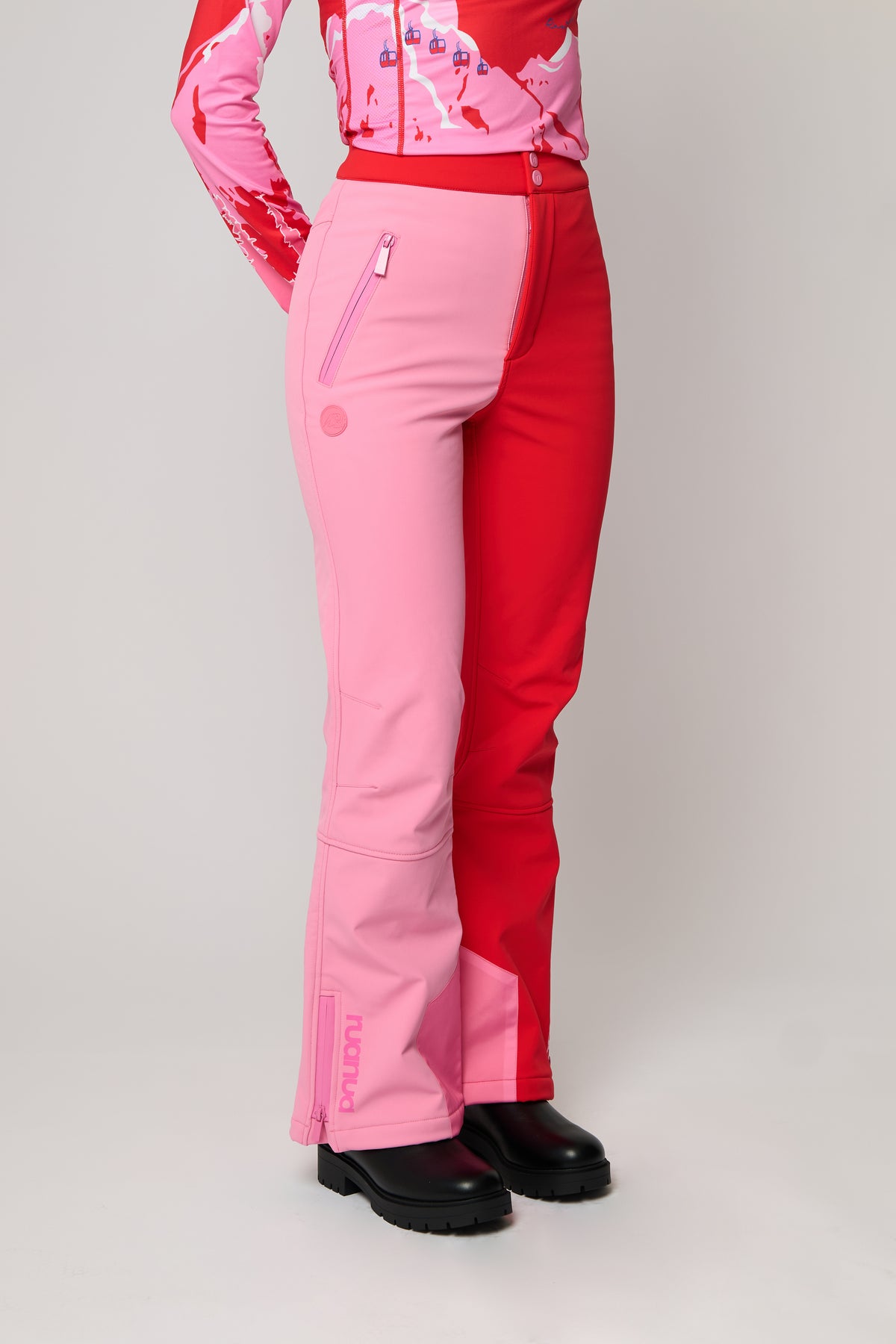 Slim Leg Ski Trouser - Red and Pink