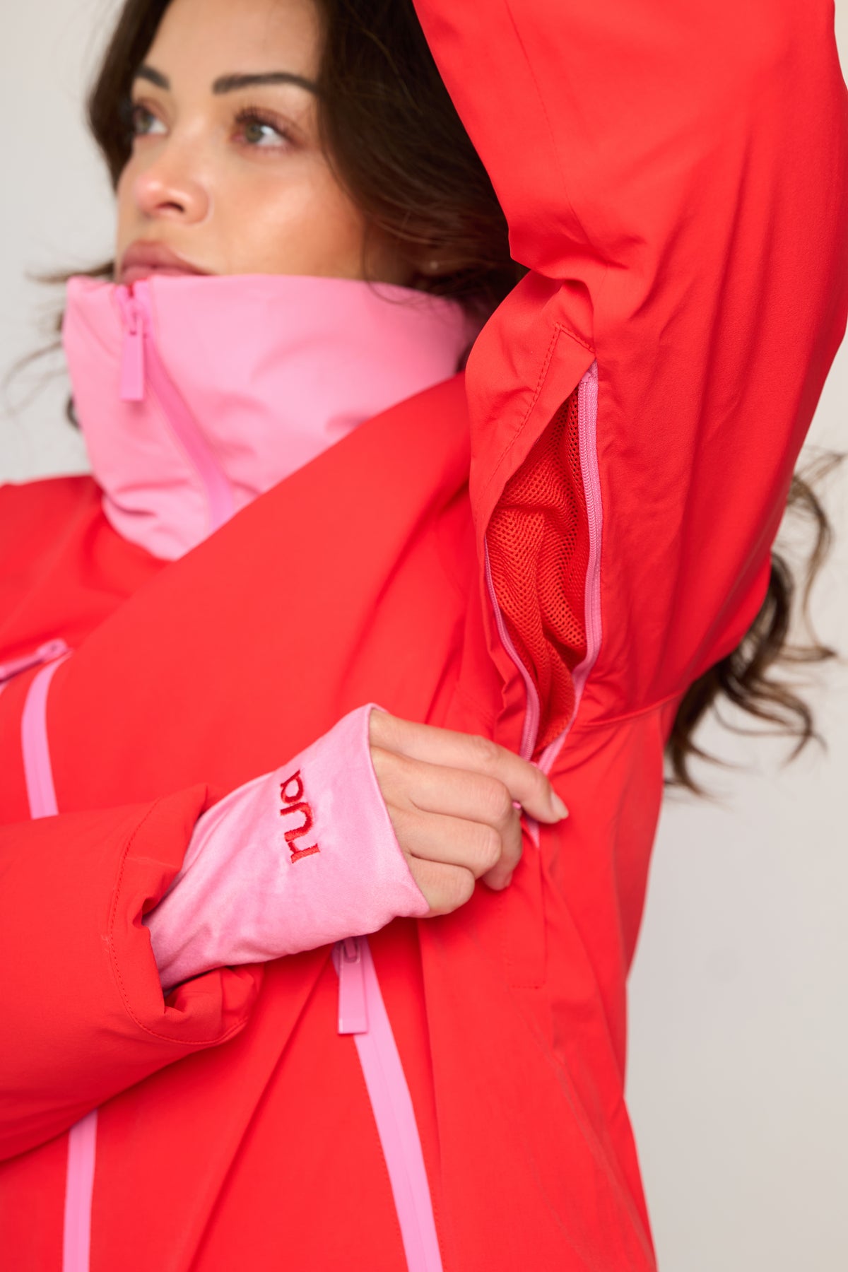 Padded Down Ski Jacket - Red and Pink