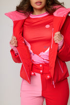 Padded Down Ski Jacket - Red and Pink