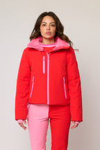 Padded Down Ski Jacket - Red and Pink
