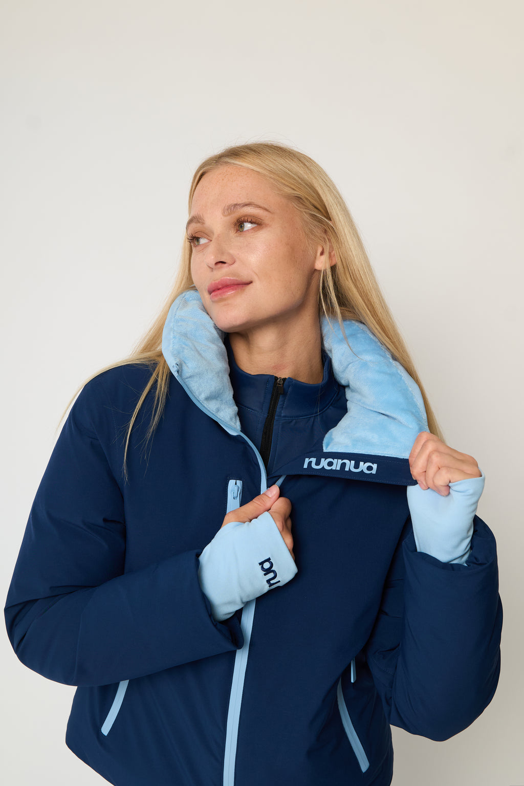 Padded Down Ski Jacket - Blue ColourBlock