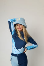 Faux Fur Reversible Bucket Hat - Blue ColourBlock
