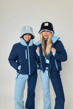 Faux Fur Reversible Bucket Hat - Blue ColourBlock