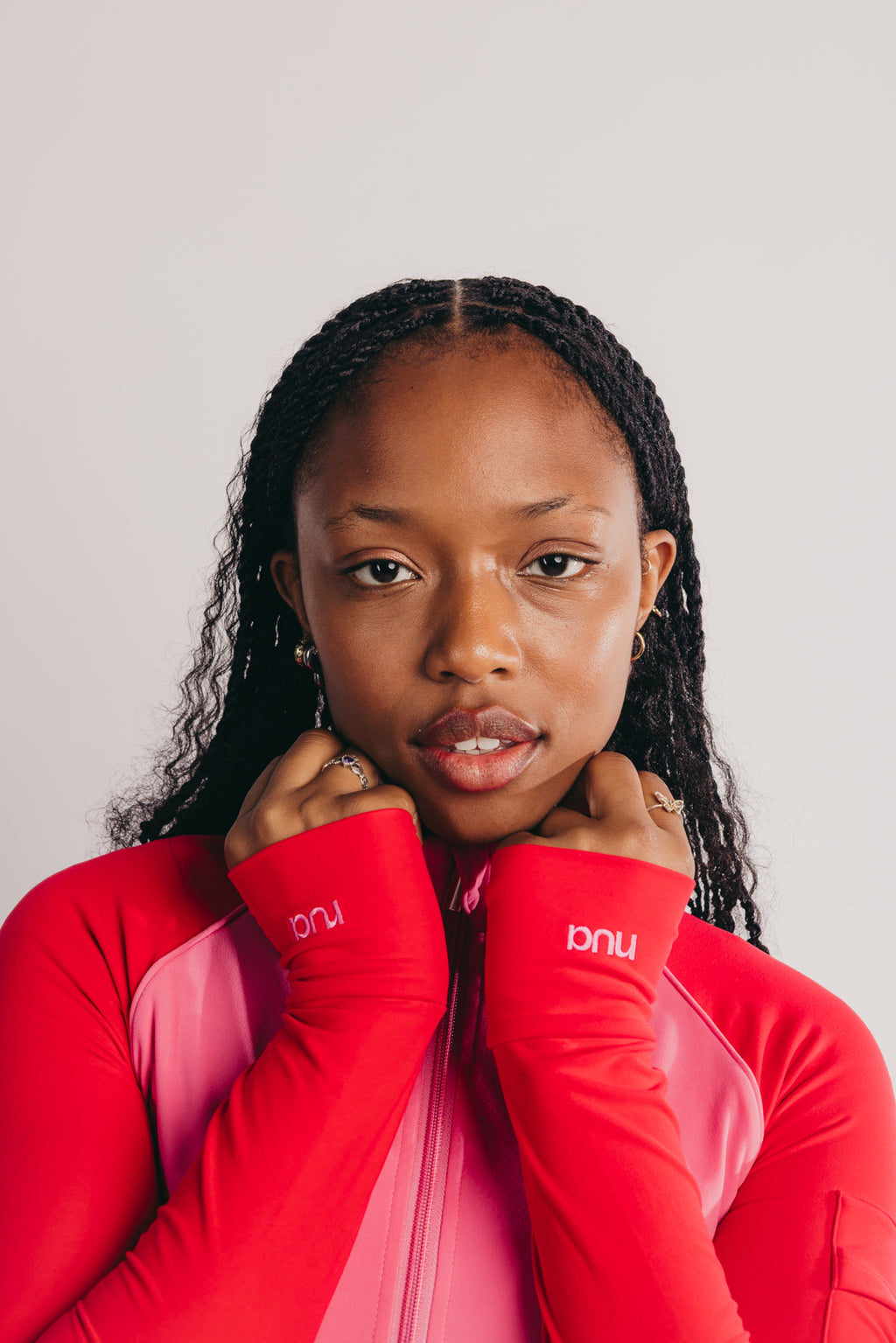 Zip Through Sculpting Mid Layer Thermal Top - Pink and Red