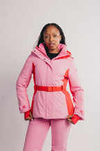 Belted Ski Jacket - Pink and Red