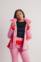 Belted Ski Jacket - Pink and Red