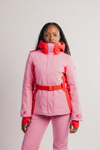 Belted Ski Jacket - Pink and Red